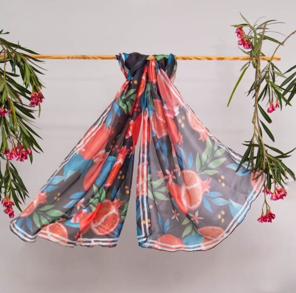 Silk Pomegranate Printed Scarf - Image 3